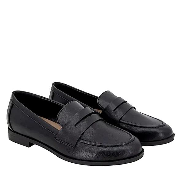 New w/o Box Kensie Gitty Vegan Leather Black Padded Insole Penny Loafers Size 9