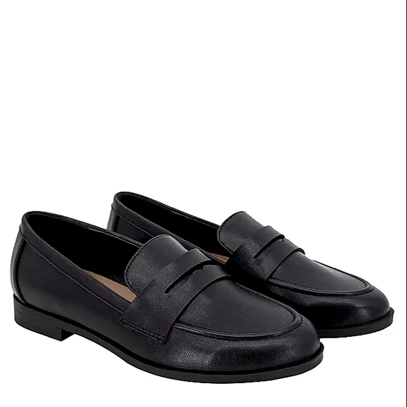 New w/o Box Kensie Gitty Vegan Leather Black Padded Insole Penny Loafers Size 9