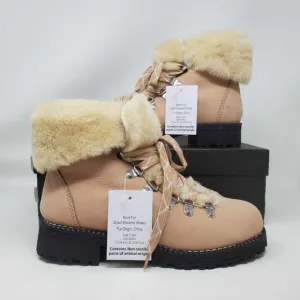 NEW WOMENS 7 J CREW NORDIC WINTER BOOTS IN LEATHER W SHEARLING BRONZED CLAY