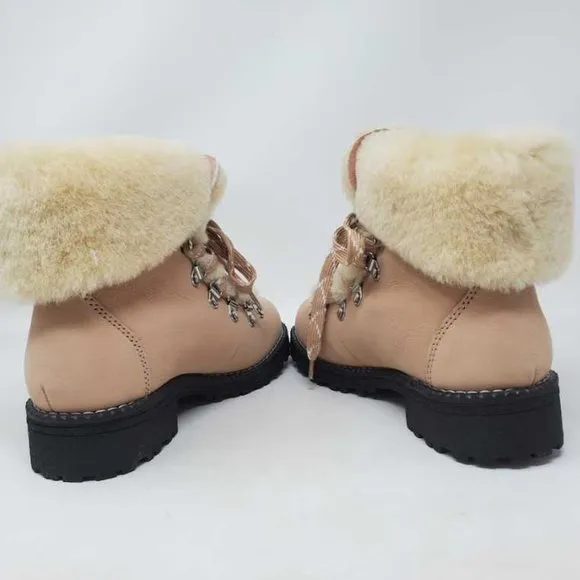 NEW WOMENS 7 J CREW NORDIC WINTER BOOTS IN LEATHER W SHEARLING BRONZED CLAY