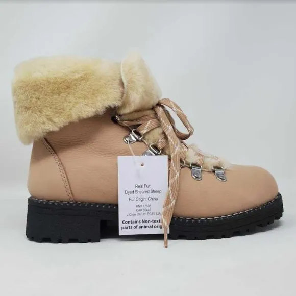NEW WOMENS 7 J CREW NORDIC WINTER BOOTS IN LEATHER W SHEARLING BRONZED CLAY