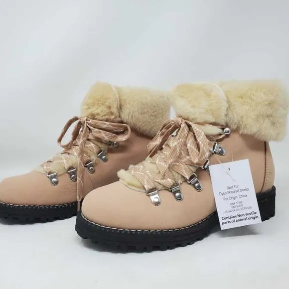 NEW WOMENS 7 J CREW NORDIC WINTER BOOTS IN LEATHER W SHEARLING BRONZED CLAY