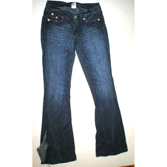 New Womens True Religion Brand Jeans Dark USA 26 Joey Flare Flap Pockets Thin