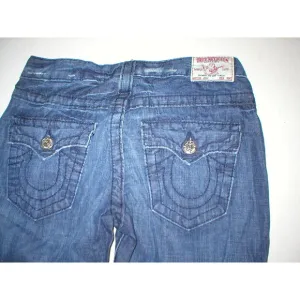 New Womens True Religion Brand Jeans Dark USA 26 Joey Flare Flap Pockets Thin