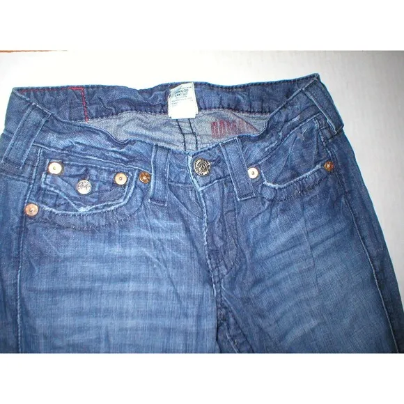 New Womens True Religion Brand Jeans Dark USA 26 Joey Flare Flap Pockets Thin