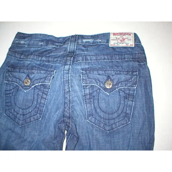 New Womens True Religion Brand Jeans Dark USA 26 Joey Flare Flap Pockets Thin