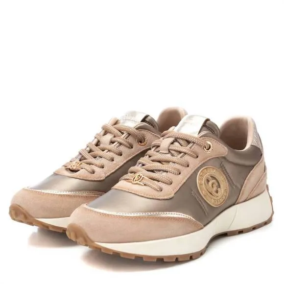NEW XTI women's leather trainer sneakers in beige