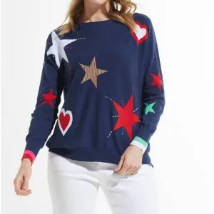 NEW ZAKET &amp; PLOVER hearts and stars sweater in denim