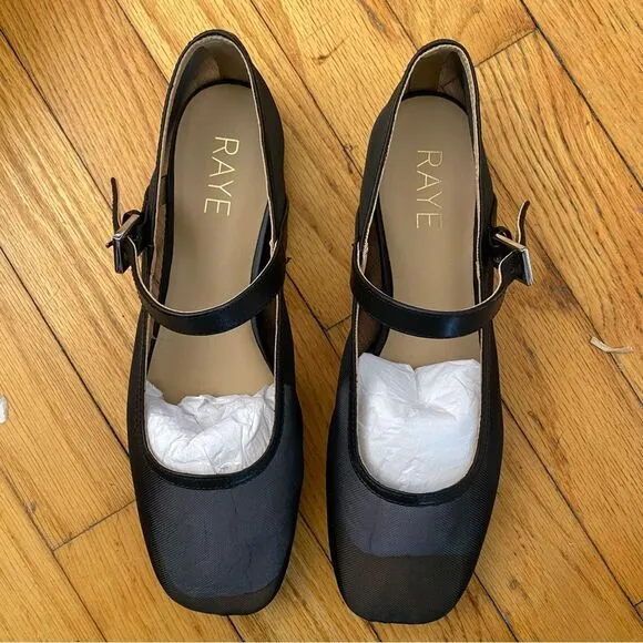 NEW Raye Lin flats black mesh ballet shoes Revolve Sz 7