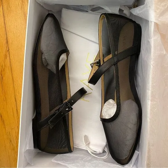 NEW Raye Lin flats black mesh ballet shoes Revolve Sz 7