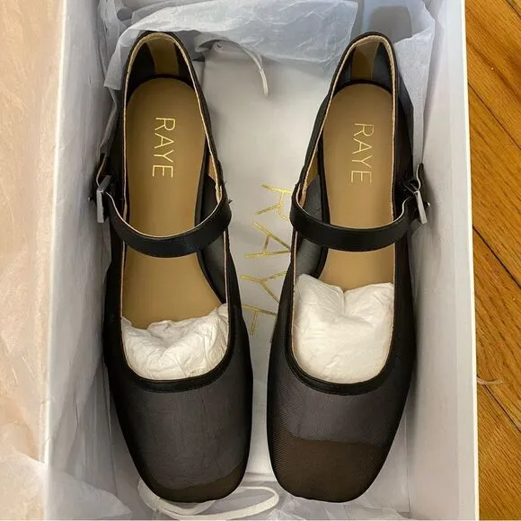 NEW Raye Lin flats black mesh ballet shoes Revolve Sz 7