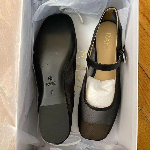 NEW Raye Lin flats black mesh ballet shoes Revolve Sz 7