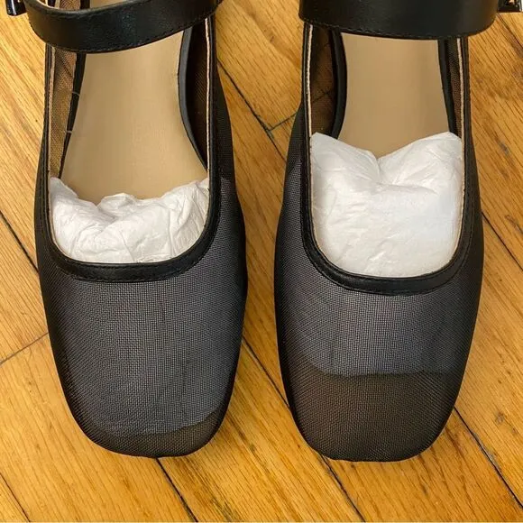 NEW Raye Lin flats black mesh ballet shoes Revolve Sz 7