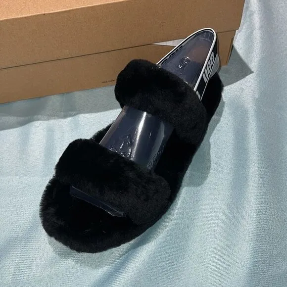 New UGG Black Oh Yeah Slide Slippers