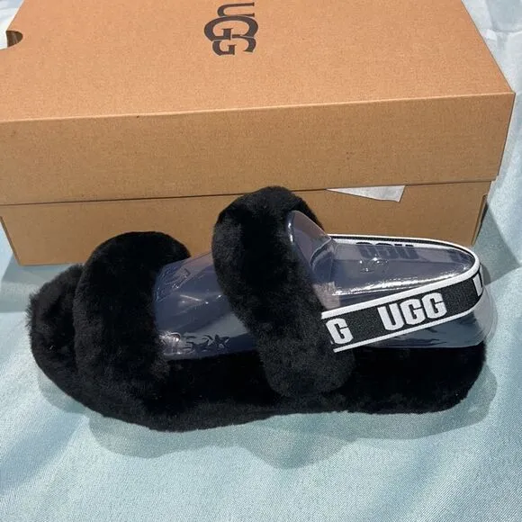 New UGG Black Oh Yeah Slide Slippers
