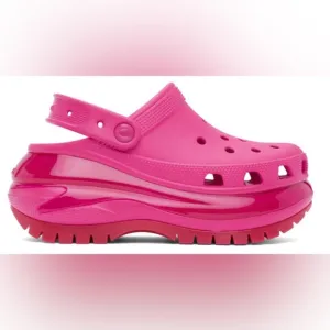 NIB Crocs Pink Mega Crush Embossed Logo Clogs rubber slip-on loafers sandals 8