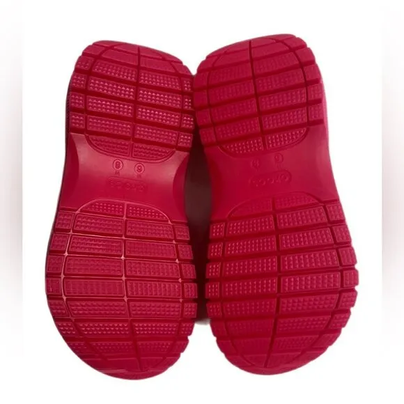 NIB Crocs Pink Mega Crush Embossed Logo Clogs rubber slip-on loafers sandals 8