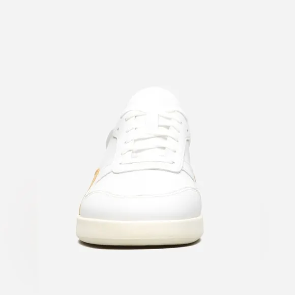 NIB Everlane The ReLeather Court Sneakers in White/Mustard Size W13 M11