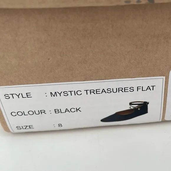 NIB | Free People | Mystic Treasures Black Leather Charm Ankle Strap Ballet Flat