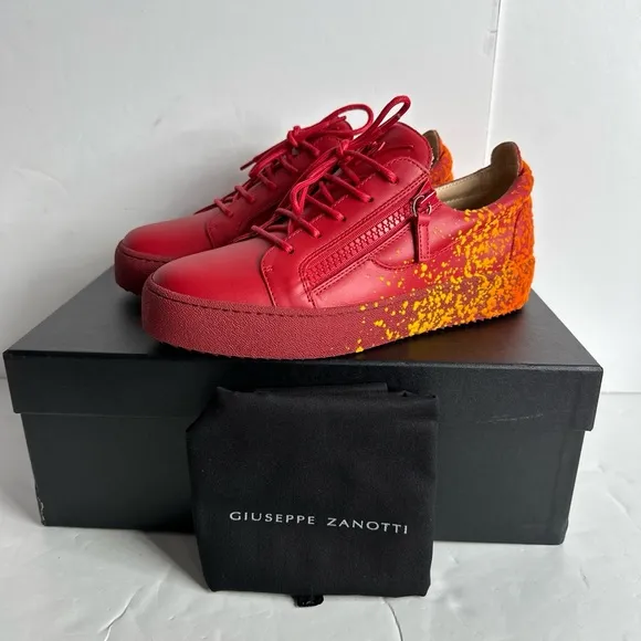 NIB Giuseppe Zanotti Leather Frankie Men's Sneakers In red size EU 41/US 8