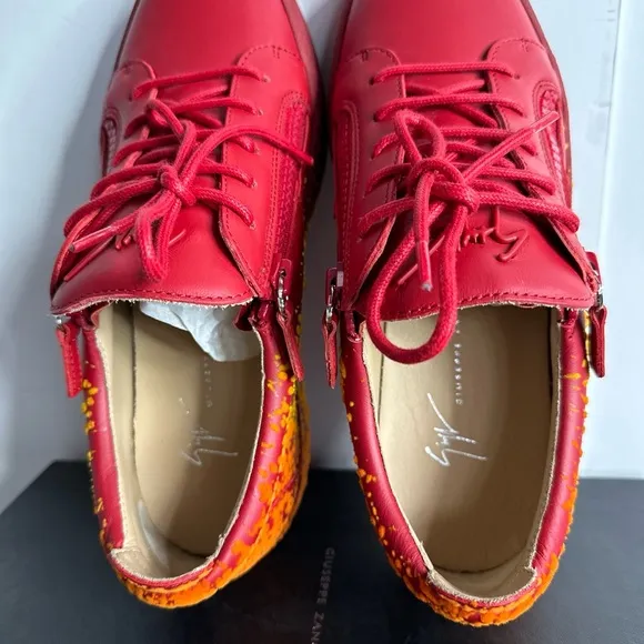NIB Giuseppe Zanotti Leather Frankie Men's Sneakers In red size EU 41/US 8