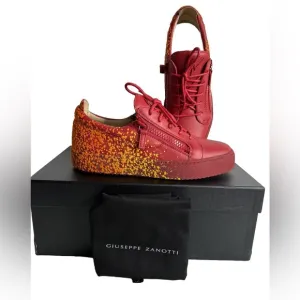 NIB Giuseppe Zanotti Leather Frankie Men's Sneakers In red size EU 41/US 8