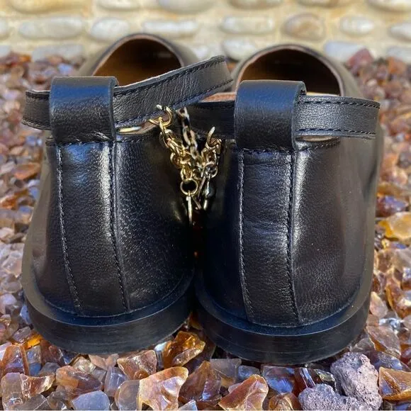 NIB New Free People Black Mystic Treasures Ballet Flat w/Charms. Sz 7 Mary Jane