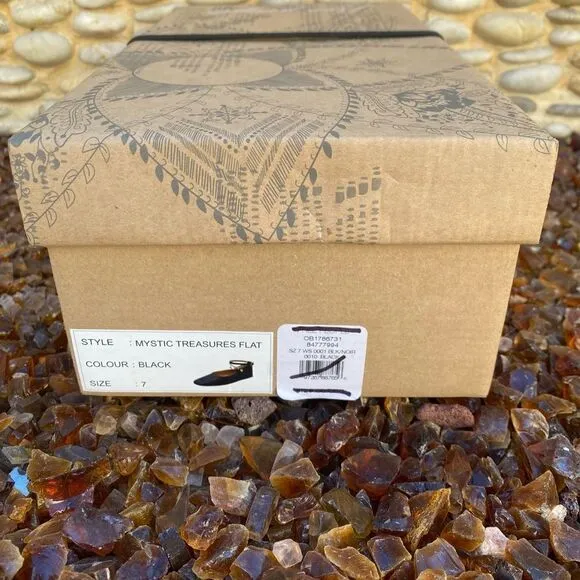 NIB New Free People Black Mystic Treasures Ballet Flat w/Charms. Sz 7 Mary Jane
