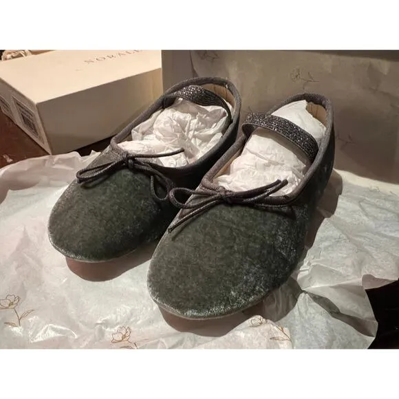 NIB Noralee Rylee   Cru Ballet Flats Velvet French Blue Shoes Size 12 NEW