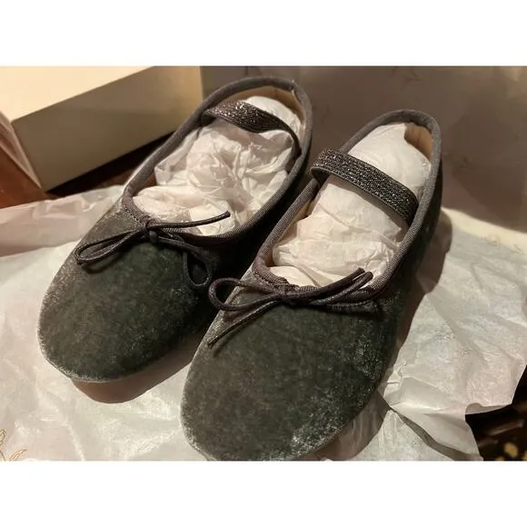 NIB Noralee Rylee   Cru Ballet Flats Velvet French Blue Shoes Size 12 NEW
