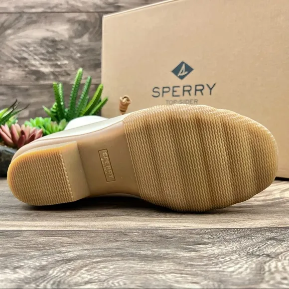 NIB Sperry Top Sider Saltwater Chevron Quilted Shaft Nylon Duck Boots Ivory