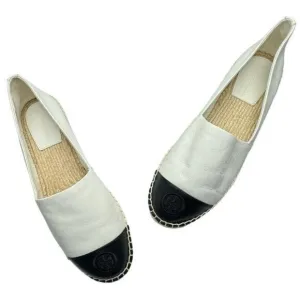 NIB Tory Burch Women's Color Block Black/Ivory Rope Bottom Espadrille Flats 10.5