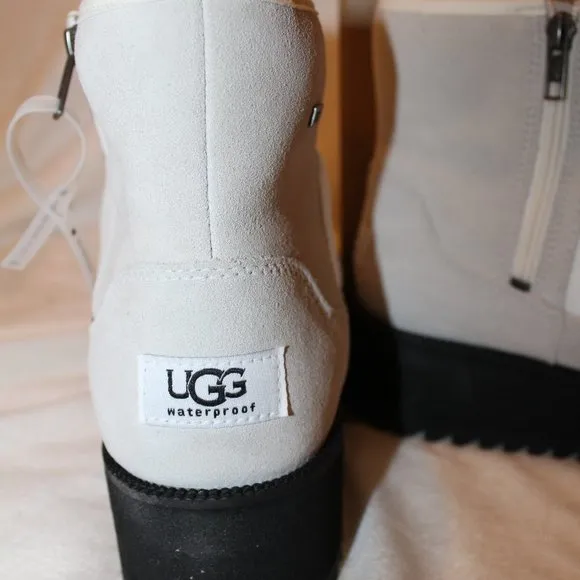 NIB UGG MINI‎ RIDGE PUFFER WATERPROOF QUILTED BOOTS WHITE