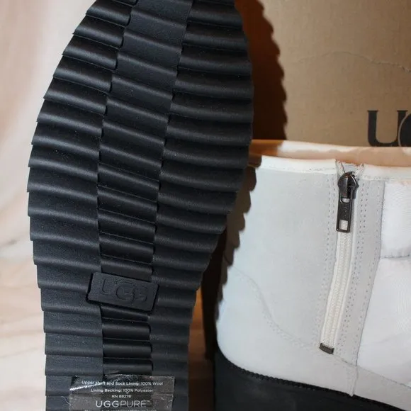 NIB UGG MINI‎ RIDGE PUFFER WATERPROOF QUILTED BOOTS WHITE