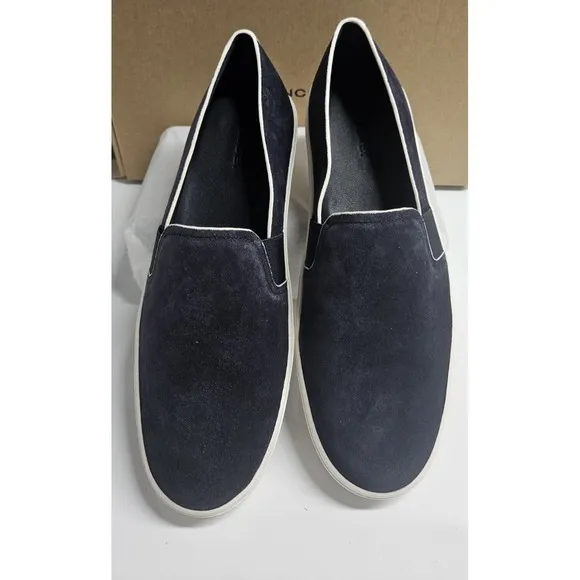 NIB Vince Womens Blair Slip On Fashion Sneaker Blue Ink Suede 39/8.5 M