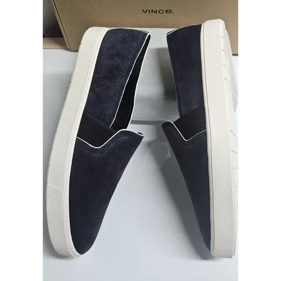 NIB Vince Womens Blair Slip On Fashion Sneaker Blue Ink Suede 39/8.5 M