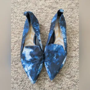 Nicholas Kirkwood Beta Bleached Denim Blue Loafers Pointed Toe EU 38 - 7.5 / 8