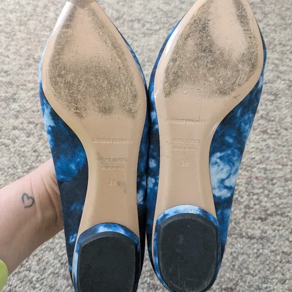 Nicholas Kirkwood Beta Bleached Denim Blue Loafers Pointed Toe EU 38 - 7.5 / 8