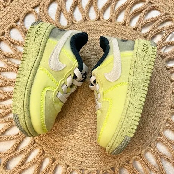 Nike Air Force 1 Low Crater Sneakers Light Lemon Twist Size 4C