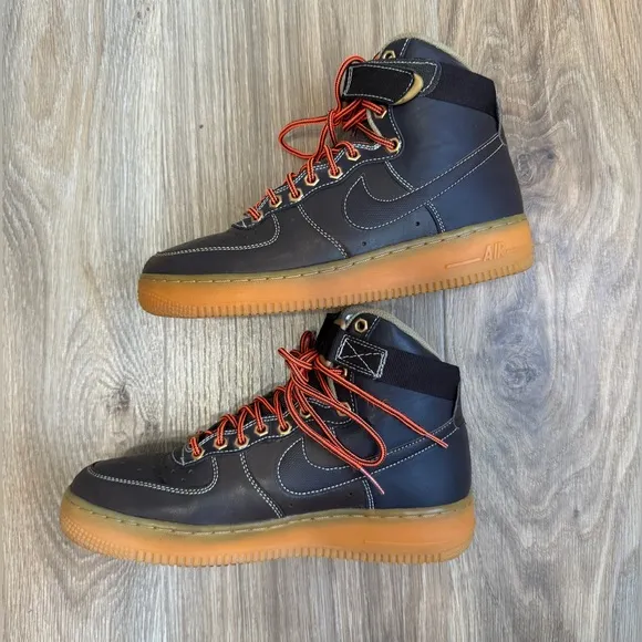 Nike Air Force 1 Mid High Youth 653998-200 Baroque Brown Leather Size 6.5 Y LNC