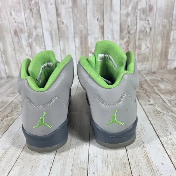 Nike Air Jordan 5 Retro Basketball Shoes Gray Green Sneakers Kids Size 6.5Y