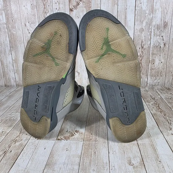 Nike Air Jordan 5 Retro Basketball Shoes Gray Green Sneakers Kids Size 6.5Y