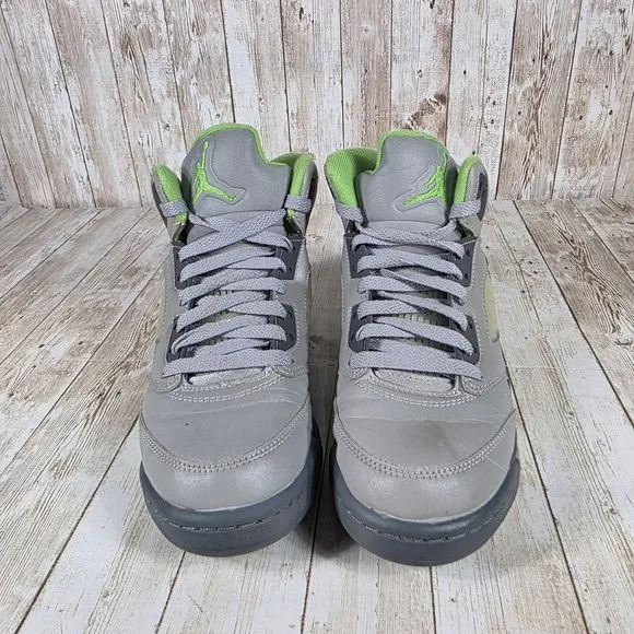 Nike Air Jordan 5 Retro Basketball Shoes Gray Green Sneakers Kids Size 6.5Y