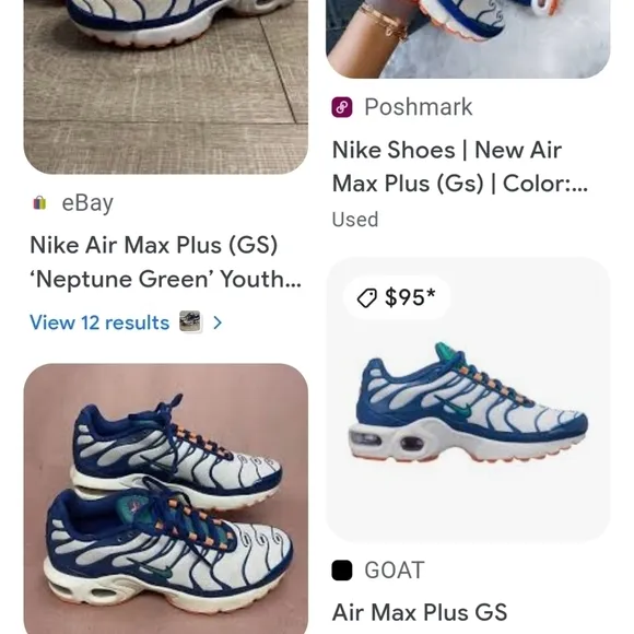 Nike Air Max Plus Youth 5Y Blue Run Athletic Streetwear Fashion Sneakers