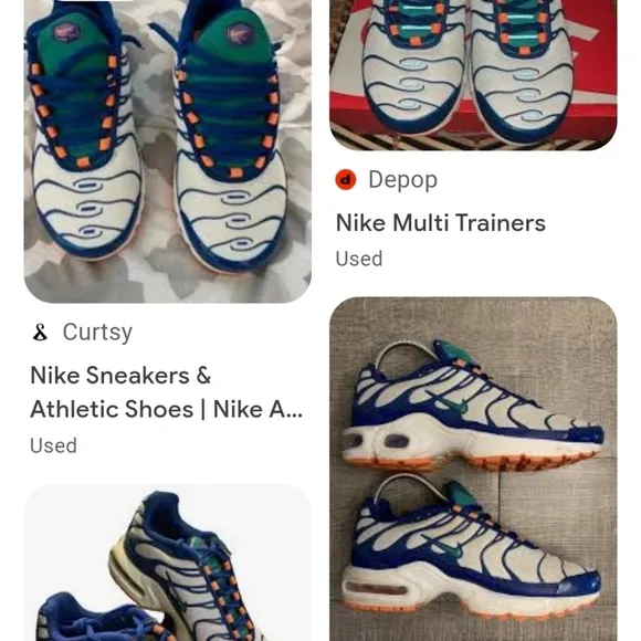 Nike Air Max Plus Youth 5Y Blue Run Athletic Streetwear Fashion Sneakers
