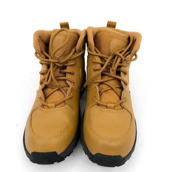 NIKE Kid's Manoa LTR Boots Size 3Y Tan Wheat Leather Lace Up NIB