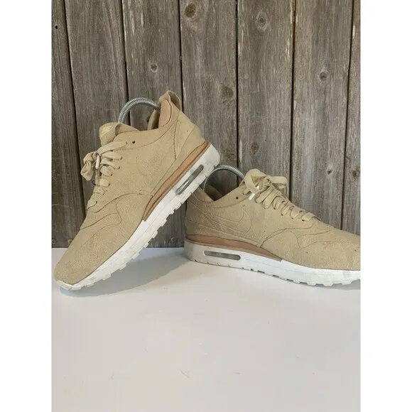 Nike Lab Air Max 1 Royal Linen Sneakers Brown Suede Nike 847671-221 Mens Sz 7