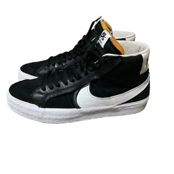 Nike SB Blazer Mid Suede &amp; Leather Black/White High-Top Mens Sneakers Size 11