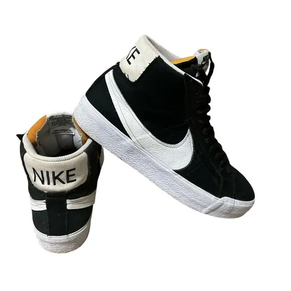 Nike SB Blazer Mid Suede &amp; Leather Black/White High-Top Mens Sneakers Size 11