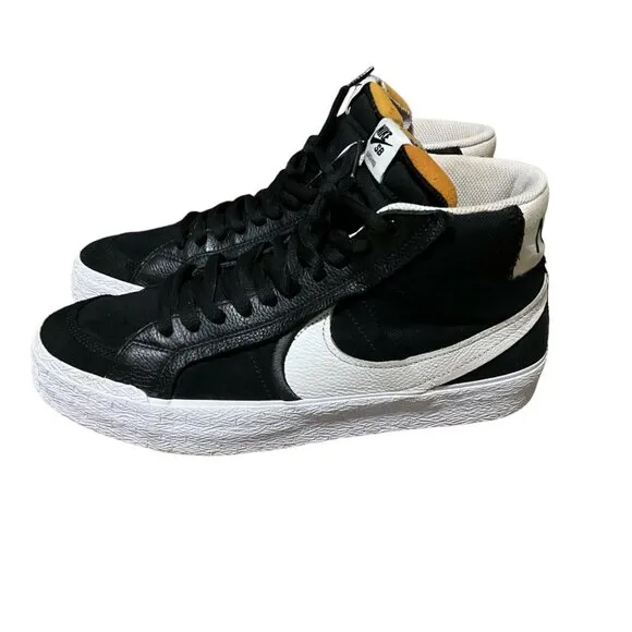 Nike SB Blazer Mid Suede &amp; Leather Black/White High-Top Mens Sneakers Size 11